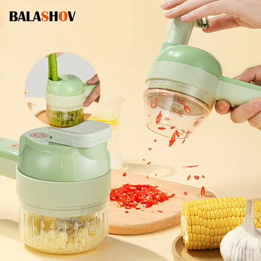 4In1 Electric Vegetable Cutter Set Handheld Wireless Electric  Garlic Masher Food Chopper Meat Grinder Machine Food Peel Slice