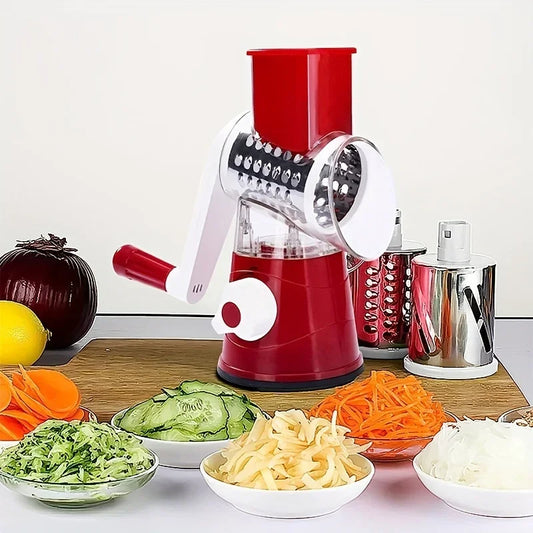 Vegetable Cutter & Slicer Manual Kitchen Cheese Chopper Machine With 3 Sharp Drums