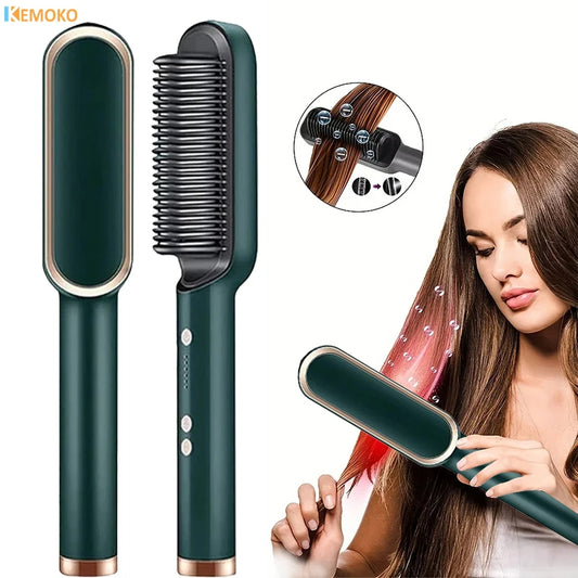 3-in-1 Straightening Comb Heated Hair Brush,Hair Straightener Brush Negative Ion Styling