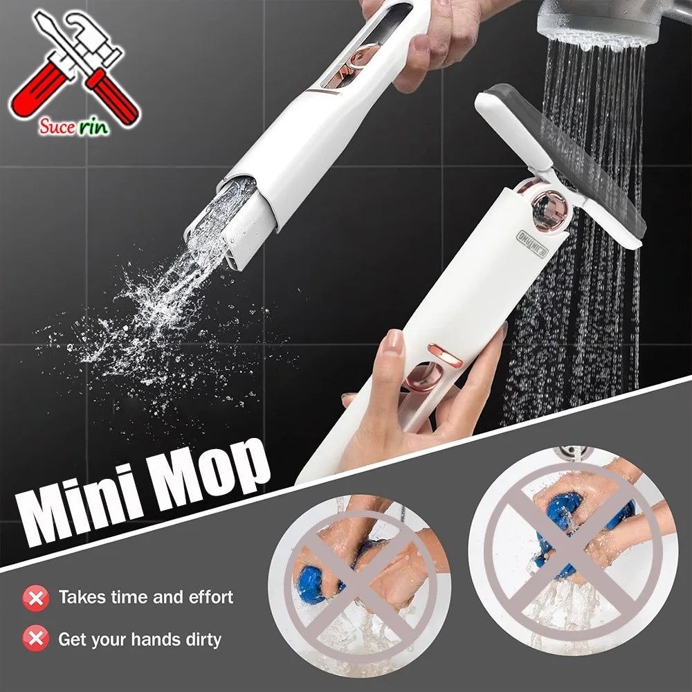 Mini Mop Powerful Squeeze Mini Mop Folding with Self-squeezing Floor Kitchen Toilet Washing Desk Window Car Clean Tools