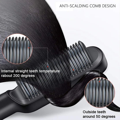 3-in-1 Straightening Comb Heated Hair Brush,Hair Straightener Brush Negative Ion Styling