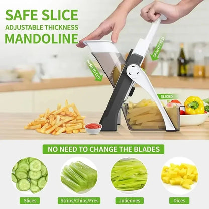 5 in 1 Multifunctional Vegetable Cutter Household Kitchen Mandoline Slicer, Slice Safe, Multifunctional