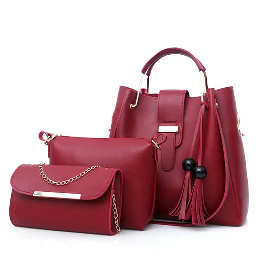 3-piece Set Composite Bag High Quality PU Leather Women Handbag