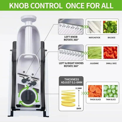 5 in 1 Multifunctional Vegetable Cutter Household Kitchen Mandoline Slicer, Slice Safe, Multifunctional