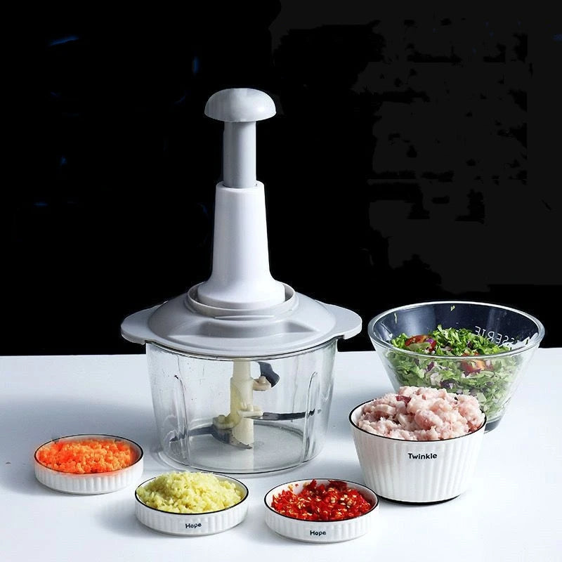 Manual Hand Push Chopper | Multi-functional Vegetable Meat Grinder, Grater, Chopper