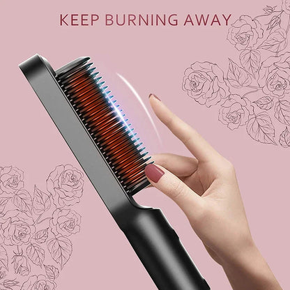 3-in-1 Straightening Comb Heated Hair Brush,Hair Straightener Brush Negative Ion Styling