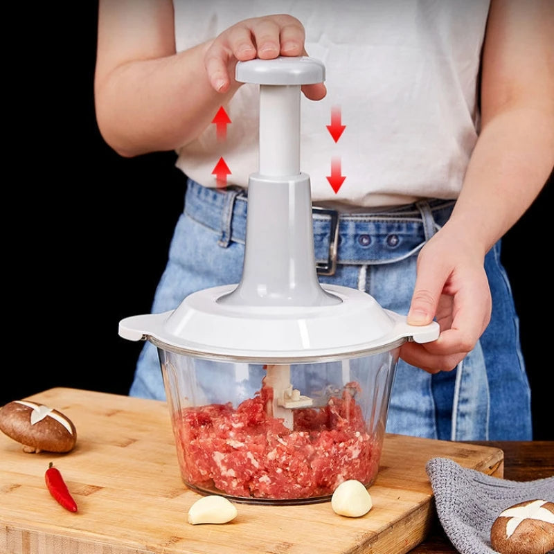 Manual Hand Push Chopper | Multi-functional Vegetable Meat Grinder, Grater, Chopper